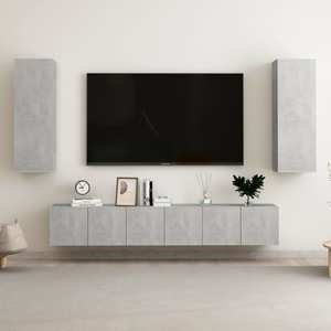 Mobila living VidaXL, PAL, 5 piese, gri beton