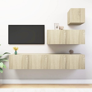 Mobila living VidaXL, PAL, 4 piese, stejar sonoma