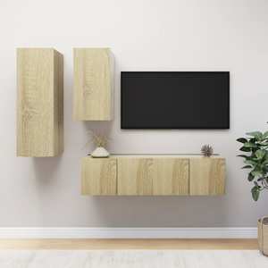 Mobila living VidaXL, PAL, 4 piese, stejar sonoma