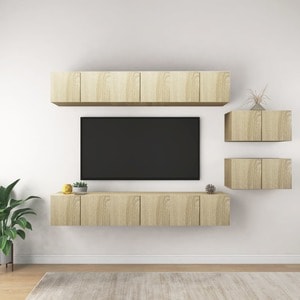 Mobila living VidaXL, PAL, 8 piese, stejar sonoma
