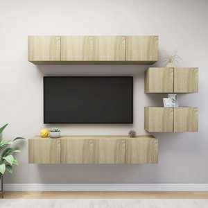 Mobila living VidaXL, PAL, 6 piese, stejar sonoma