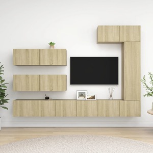 Set mobila living VidaXL, PAL, 7 piese, stejar sonoma