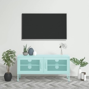 Comoda TV VidaXL, otel 105 x 35 x 50 cm, verde menta