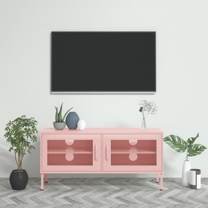 Comoda TV, roz, 105x35x50 cm, otel