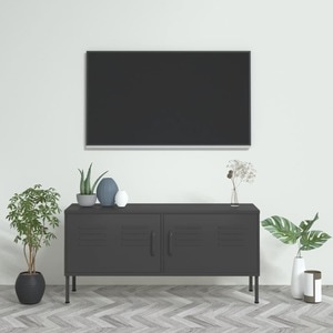 Comoda TV VidaXL, otel, 105 x 35 x 50 cm, antracit