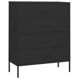 Comoda living VidaXL, otel, 80 x 35 x 101.5 cm, negru