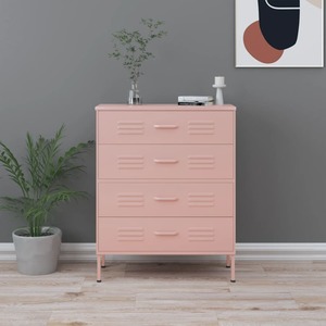 Comoda living VidaXL, otel, 80 x 35 x 101.5 cm, roz