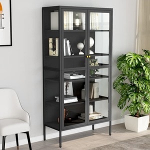 Vitrina living VidaXL, otel, 90 x 40 x 180 cm, antracit