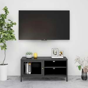 Dulap TV, antracit, 90x30x44 cm, otel si sticla