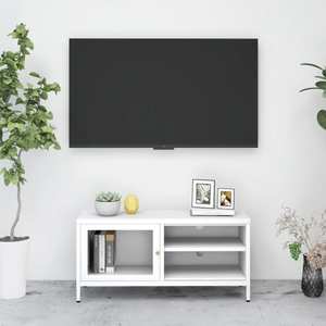 Dulap TV VidaXL, otel, 90 x 30 x 44 cm, alb