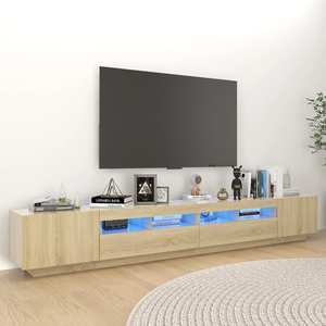 Comoda TV cu lumini LED, stejar Sonoma, 260x35x40 cm