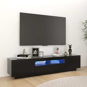 Comoda TV cu lumini LED, negru, 180x35x40 cm