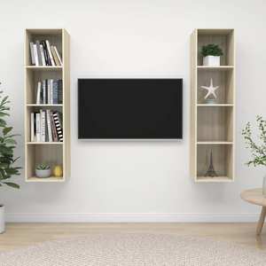 Mobila living VidaXL, PAL, 37 x 37 x 142.5 cm, 2 piese, stejar sonoma