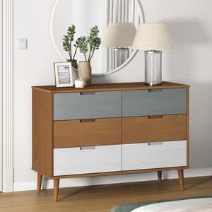 Dulap cu sertar, maro, 113x40x80 cm, lemn masiv de pin