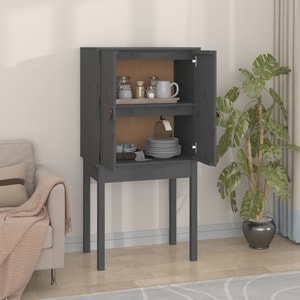 Comoda VidaXL, lemn masiv, 60 x 40 x 120 cm, gri