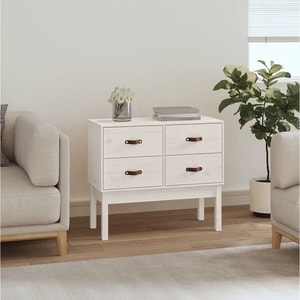 Dulap consola vidaXL, lemn masiv de pin, 90 x 40 x 78 cm, alb