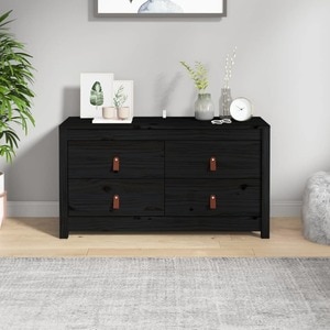 Comoda VidaXL, lemn masiv, 100 x 40 x 54 cm, negru
