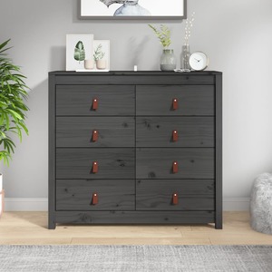 Comoda living VidaXL, lemn masiv, 100 x 40 x 90 cm, gri