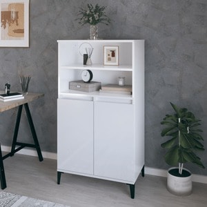 Dulap inalt, alb extralucios, 60x36x110 cm, lemn compozit