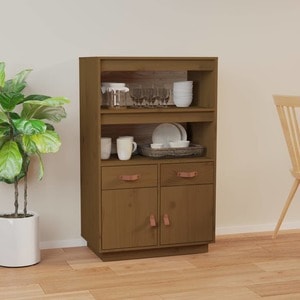 Dulap bucatarie VidaXL, lemn masiv, 67 x 40 x 108.5 cm, maro miere