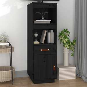 Biblioteca VidaXLm lemn masiv, 34 x 40 x 108.5 cm, negru