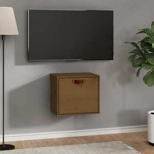 Comoda TV VidaXL, lemn masiv, 40 x 30 x 35 cm, maro miere