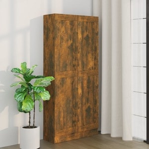 Biblioteca, stejar fumuriu, 82,5x30,5x185,5 cm, lemn prelucrat