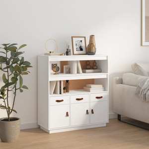 Biblioteca VidaXL, lemn masiv, 100 x 40 x 108.5 cm, alb