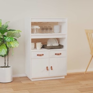 Dulap bucatarie VidaXL, lemn masiv, 67 x 40 x 108.5 cm, alb