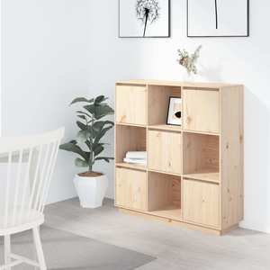 Biblioteca VidaXL, lemn masiv, 110.5 x 35 x 117 cm, maro deschis