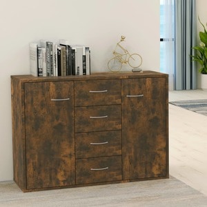 Comoda living VidaXL, lemn, 88 x 30 x 65 cm, stejar fumuriu