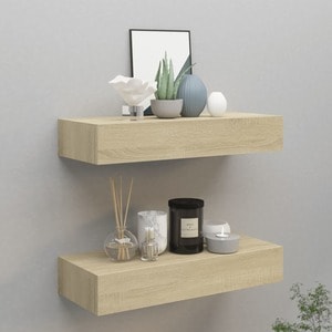 Dulap VidaXL, MDF, 60 x 23.5 x 10 cm, 2 bucati, stejar