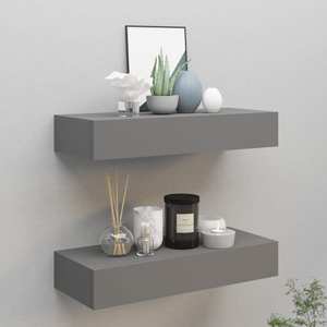 Dulap suspendat VidaXL, MDF, 60 x 23.5 x 10 cm, 2 bucati, gri
