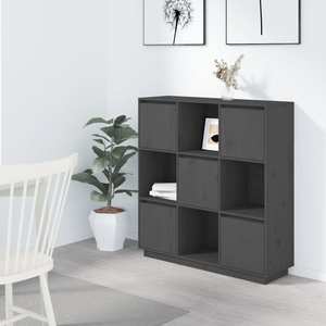 Biblioteca VidaXL, lemn masiv, 110.5 x 35 x 117 cm, gri