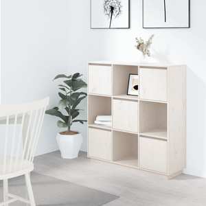 Biblioteca VidaXL, lemn masiv, 110.5 x 35 x 117 cm, alb