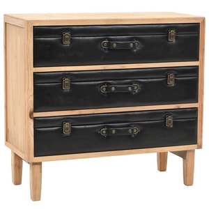 Comoda living VidaXL, lemn masiv, 80 x 36 x 75 cm, maro-negru