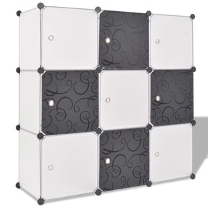Dulap depozitare VidaXL, otel, 110 x 37 x 110 cm, negru-alb
