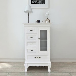 Comoda living VidaXL, lemn, 53 x 30.5 x 95.5 cm, alb