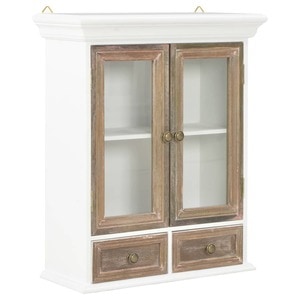 Dulap VidaXL, lemn masiv, 49 x 22 x 59 cm, alb-maro