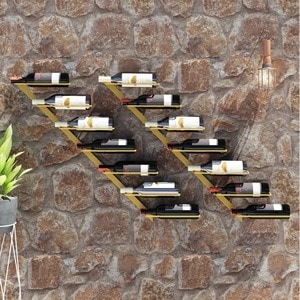 Suport sticle vin, metal, 88 x 8 x 72 cm, 2 bucati, auriu