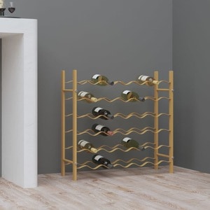 Suport sticle vin, metal, 65 x 22 x 58.5 cm, auriu