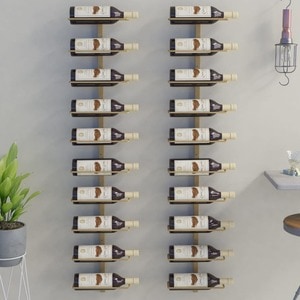Suport sticle vin, metal, 24 x 9 x 120 cm, 2 bucati, auriu
