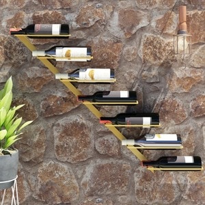 Suport sticle vin, metal, 88 x 8 x 72 cm, auriu