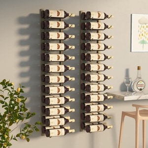 Suport sticle vin, metal, 22.5 x 2.5 x 116 cm, 2 bucati, auriu