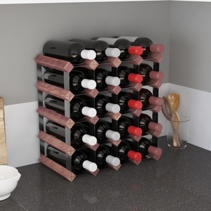Suport sticle vin, lemn masiv, 41.5 x 22.5 x 41.5 cm, maro