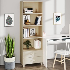 Biblioteca, lemn masiv, 60 x 35 x 180 cm, maro deschis