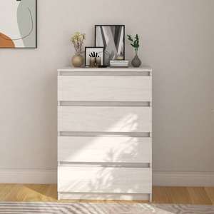 Comoda living VidaXL, lemn masiv, 60 x 36 x 84 cm, alb