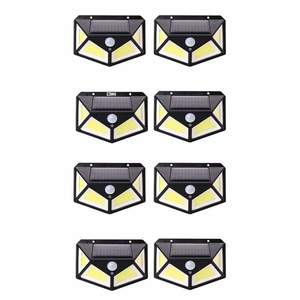 Set 8 x Lampa cu Incarcare Solara SIKS, Senzor de Miscare, 3 Moduri de Iluminare, 100 LED, Prindere pe Perete