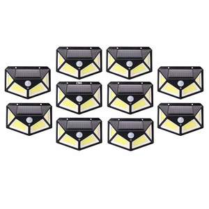 Set 10 x Lampa cu Incarcare Solara SIKS, Senzor de Miscare, 3 Moduri de Iluminare, 100 LED, Prindere pe Perete