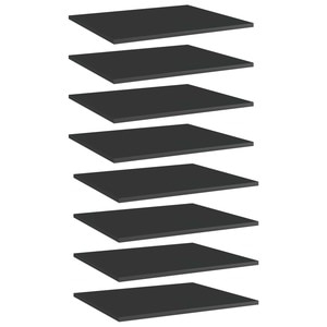 Polita biblioteca VidaXL, PAL, 60 x 50 x 1.5 cm, 8 bucati, negru extralucios